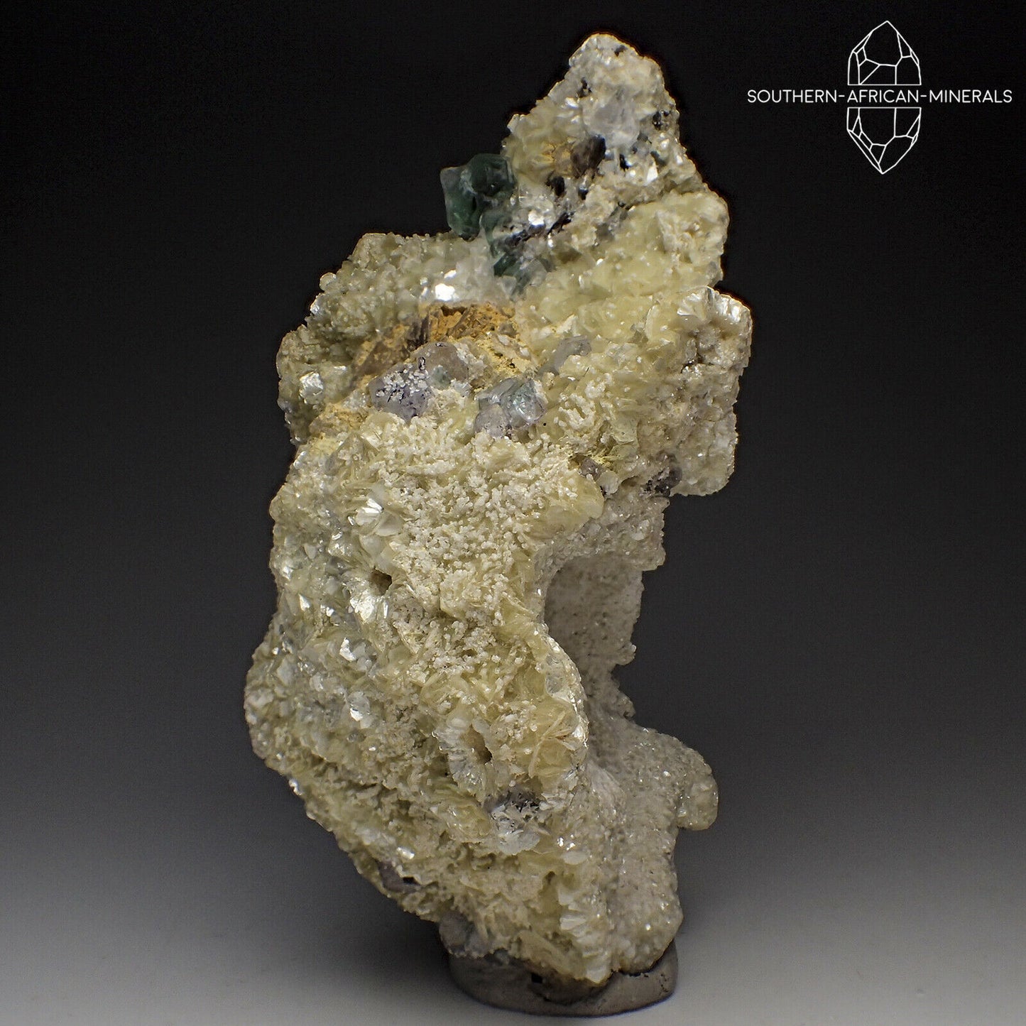 Large Green Fluorite on Mica and Feldspar Crystal Specimen, Erongo, Namibia