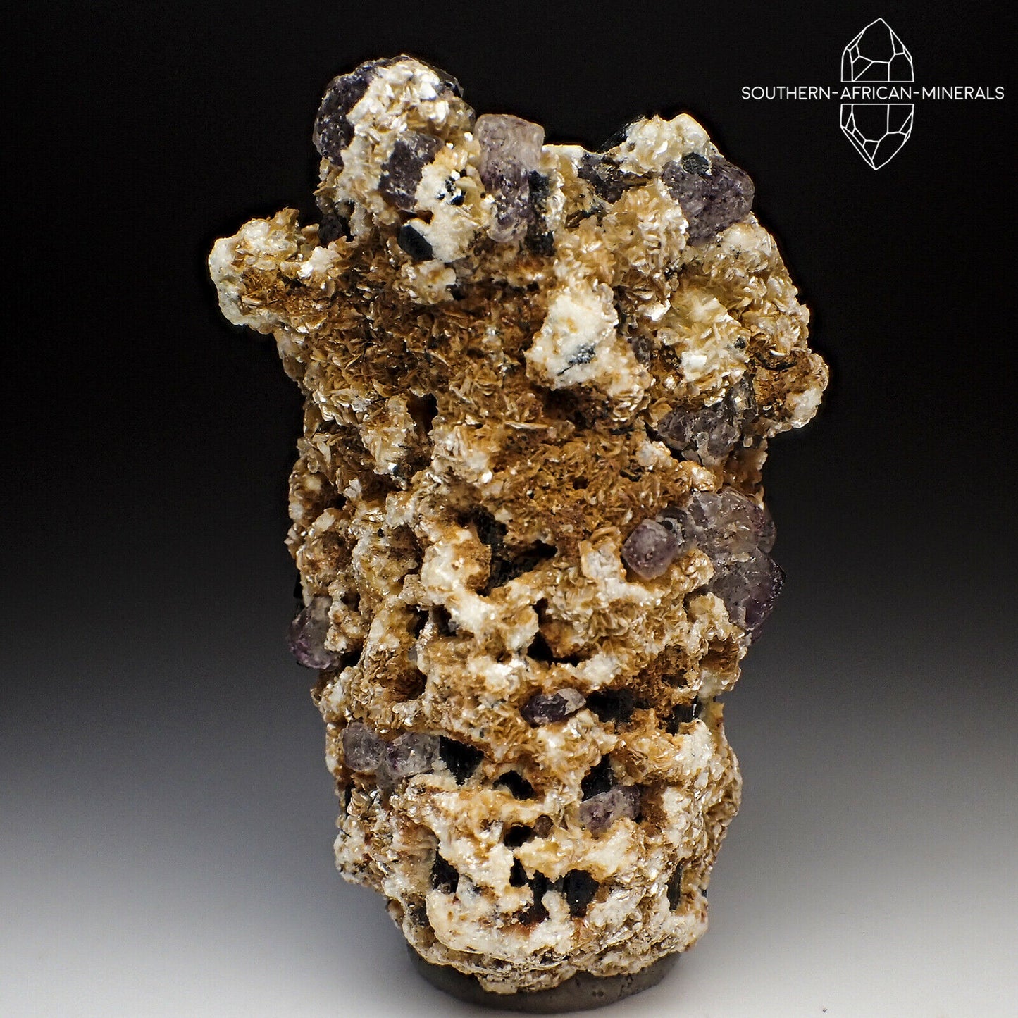 Black Tourmaline with Mica and Fluorite Crystal Specimen, Erongo, Namibia