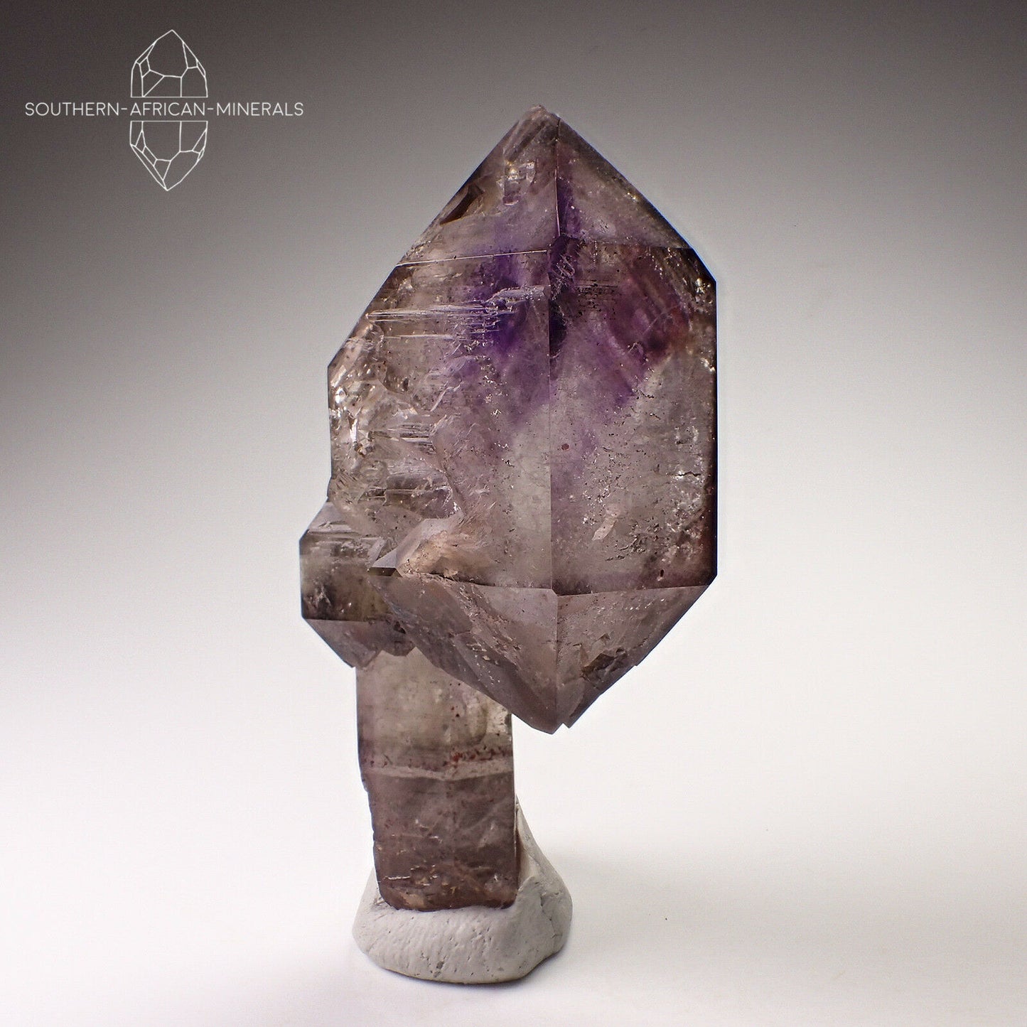 Brandberg Amethyst Smoky Phantom Quartz Crystal Sceptre, Goboboseb, Namibia