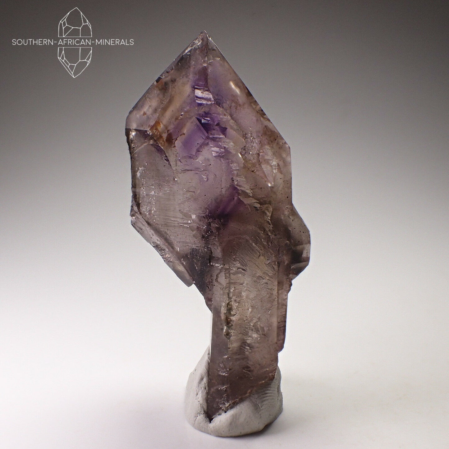 Brandberg Amethyst Smoky Phantom Quartz Crystal Sceptre, Goboboseb, Namibia