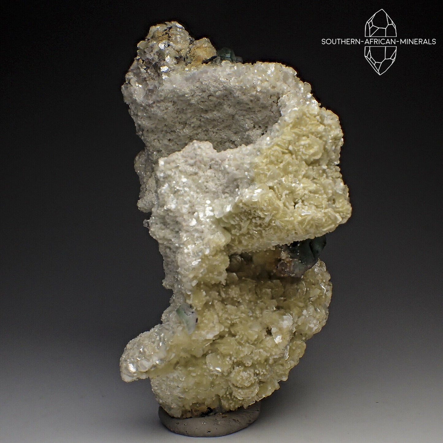 Large Green Fluorite on Mica and Feldspar Crystal Specimen, Erongo, Namibia