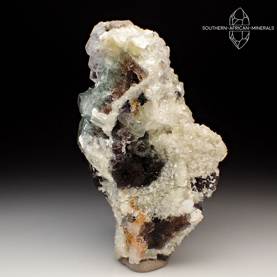 Green-purple Fluorite on Feldspar and Mica Crystal Specimen, Erongo, Namibia