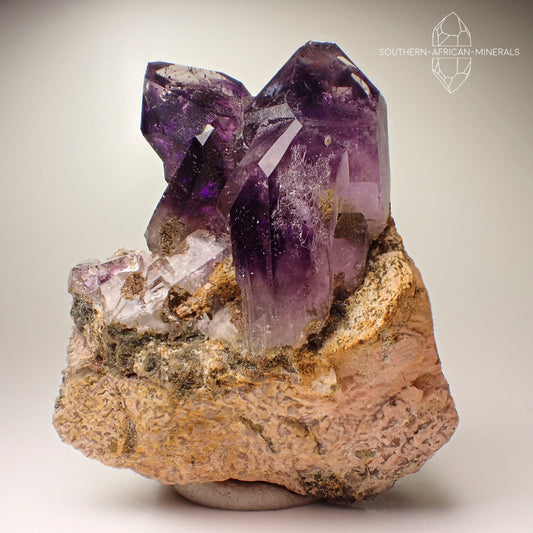 Brandberg Amethyst Quartz Cluster on Matrix, Goboboseb, Namibia