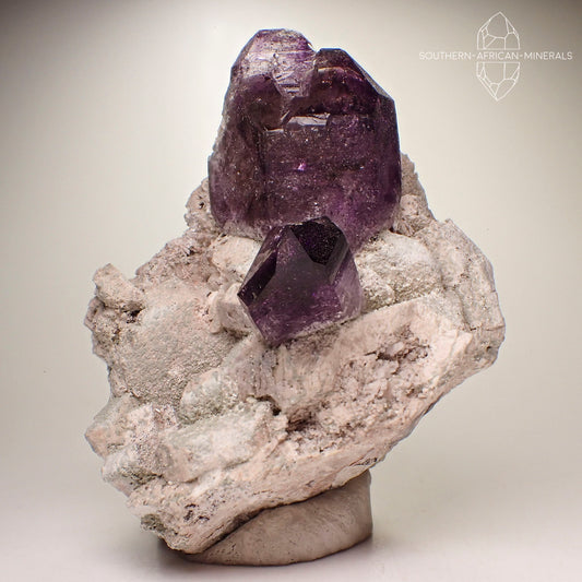 Brandberg Elestial Amethyst Quartz Crystal on Feldspar Matrix, Goboboseb, Namibia