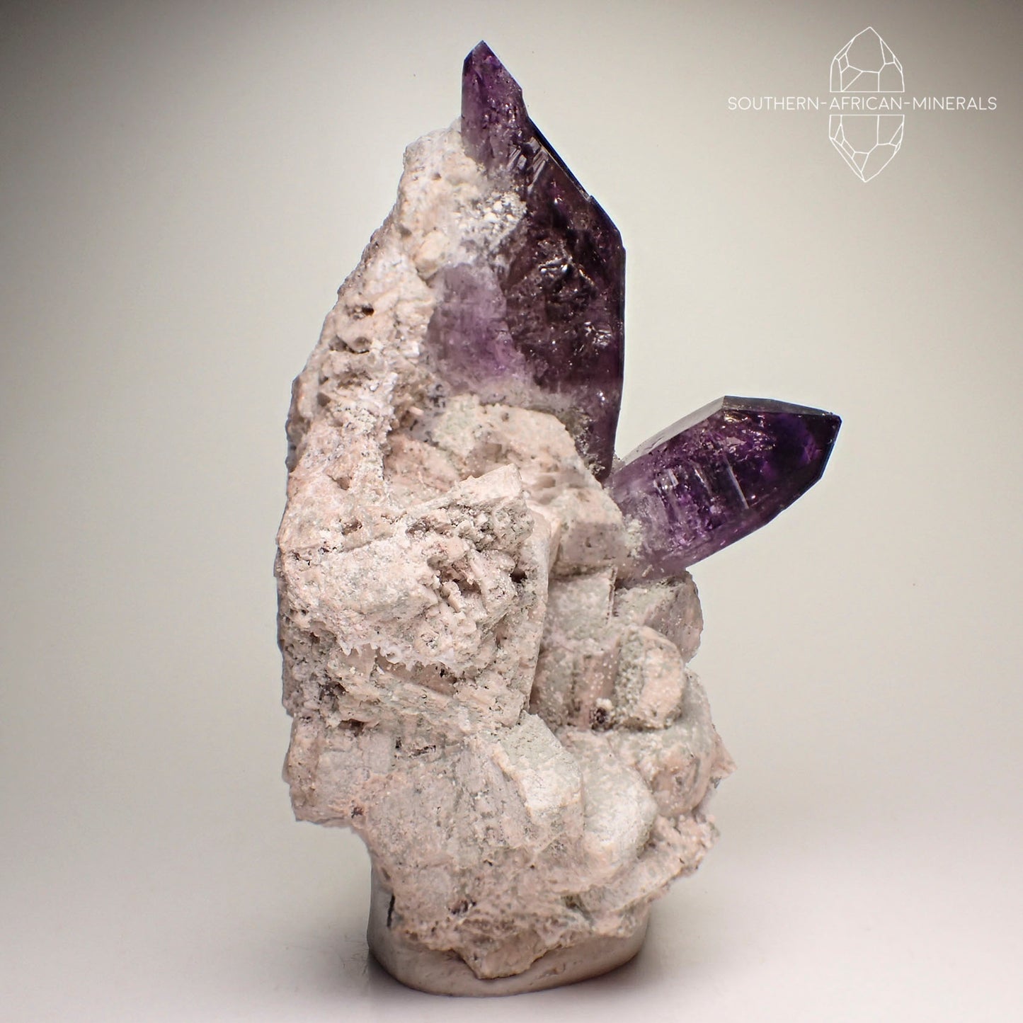 Brandberg Elestial Amethyst Quartz Crystal on Feldspar Matrix, Goboboseb, Namibia