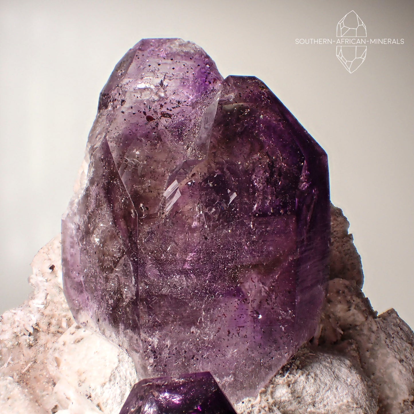 Brandberg Elestial Amethyst Quartz Crystal on Feldspar Matrix, Goboboseb, Namibia