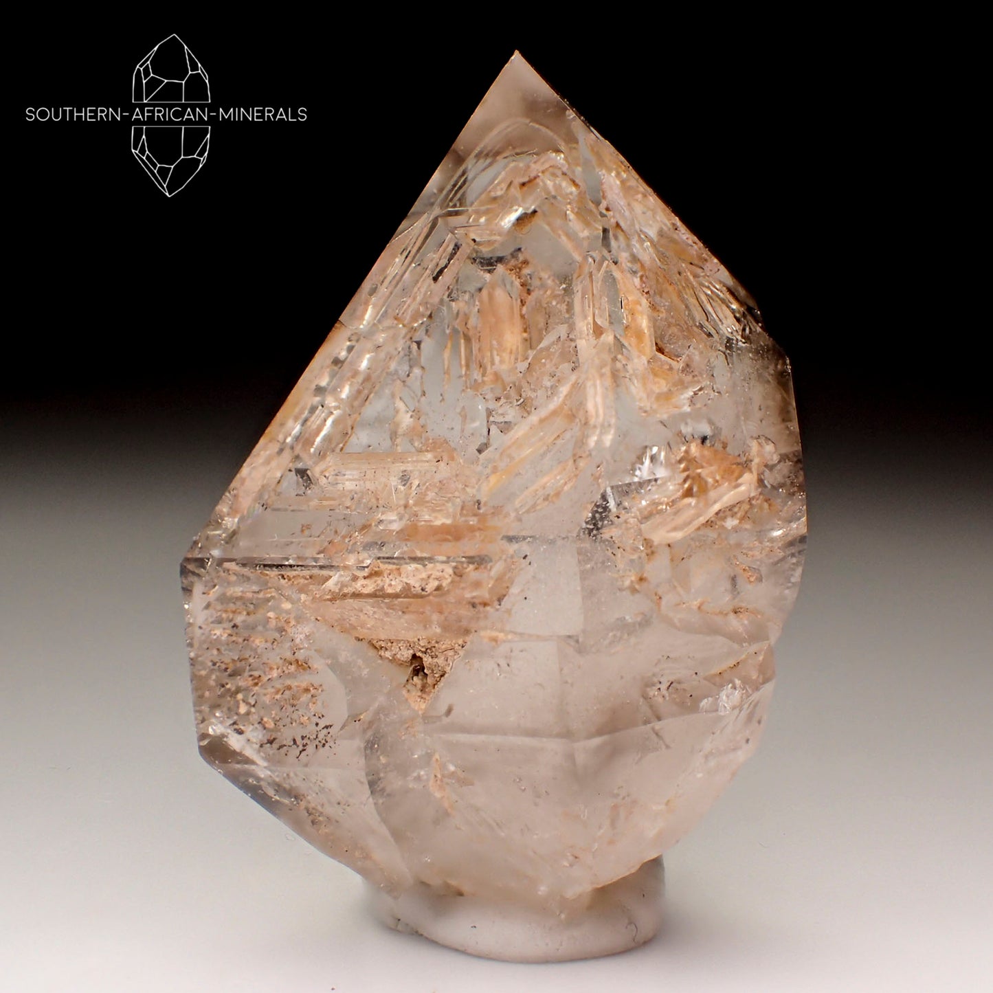 Brandberg 'Herkimer Like' Smoky Window Quartz Crystal, Goboboseb, Namibia