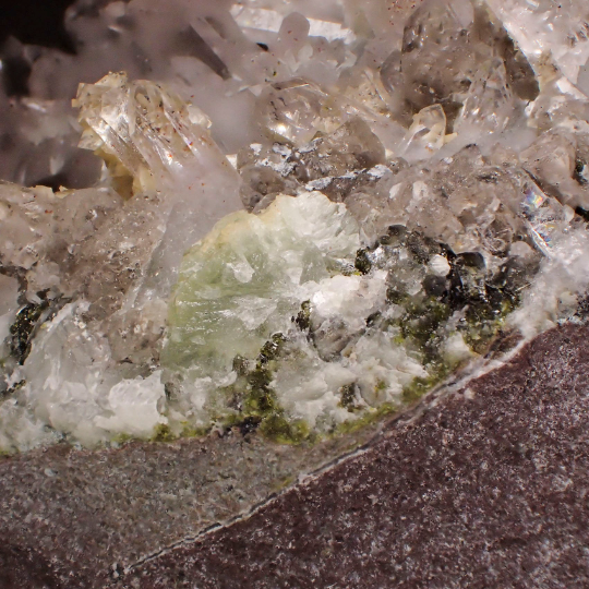 Brandberg Amethyst Quartz Cluster on Matrix with Prehnite and Epidote, Goboboseb, Namibia