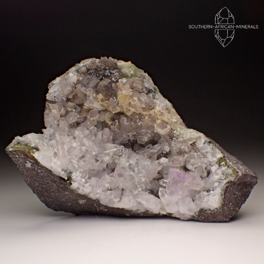 Brandberg Amethyst Quartz Cluster on Matrix with Prehnite and Epidote, Goboboseb, Namibia