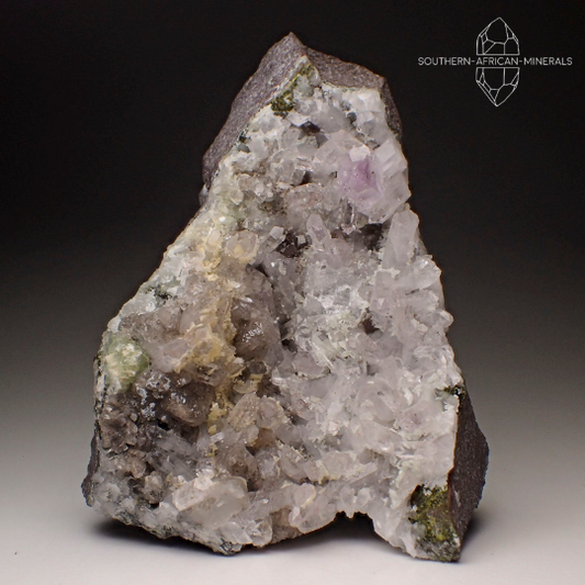 Brandberg Amethyst Quartz Cluster on Matrix with Prehnite and Epidote, Goboboseb, Namibia