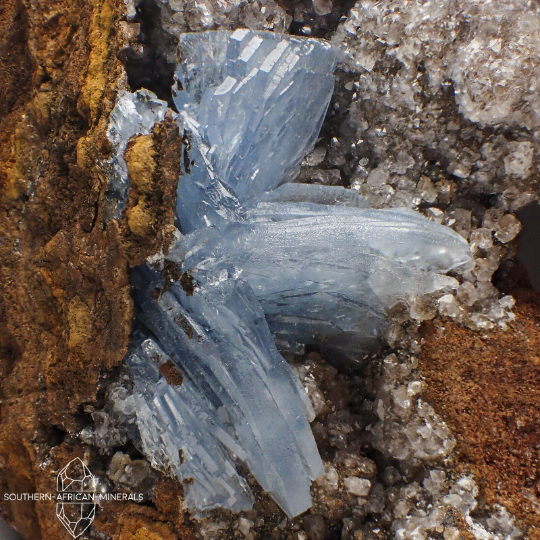 Blue Barite on Matrix Crystal Specimen, Oriental Region, Morocco