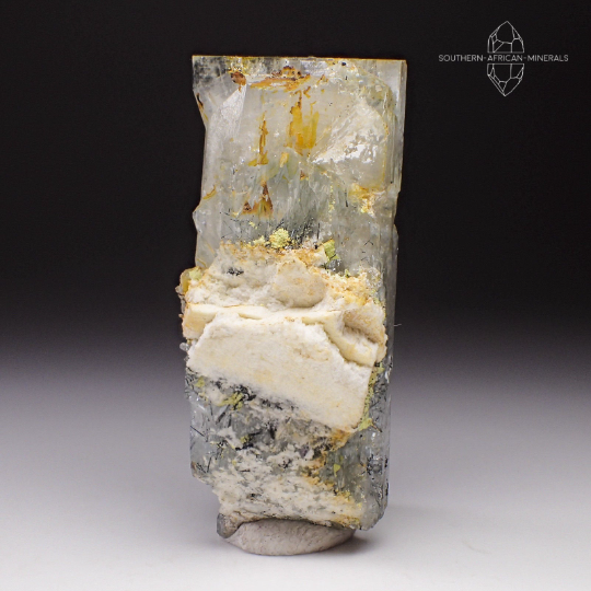 Goshenite with Black Tourmaline Crystal Specimen, Erongo, Namibia