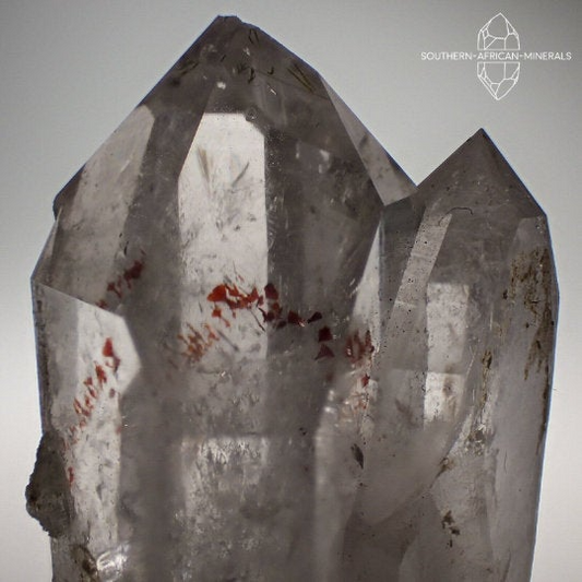 Brandberg Lustrous Quartz Crystal Twin with Hematite, Goboboseb, Namibia