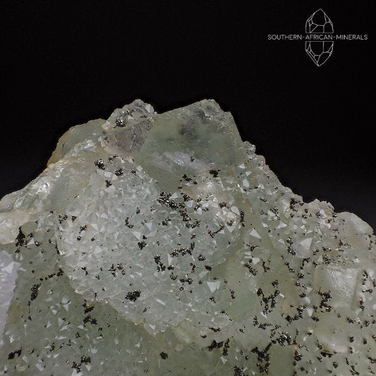 Soft Green Fluorite with Pyrite Crystal Specimen, El Hammam Mine, Morocco