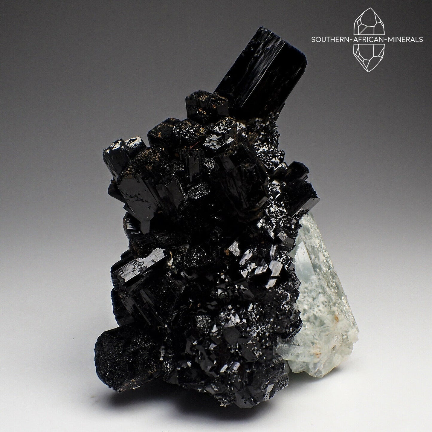 Aquamarine with Black Tourmaline Star-burst, Erongo, Namibia