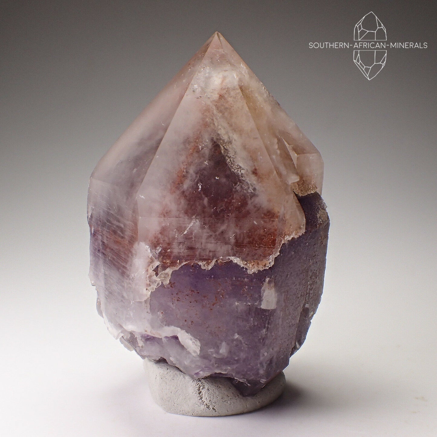 Amethyst & Hematite Phantom Orange River Quartz Crystal, Northern Cape, South Africa
