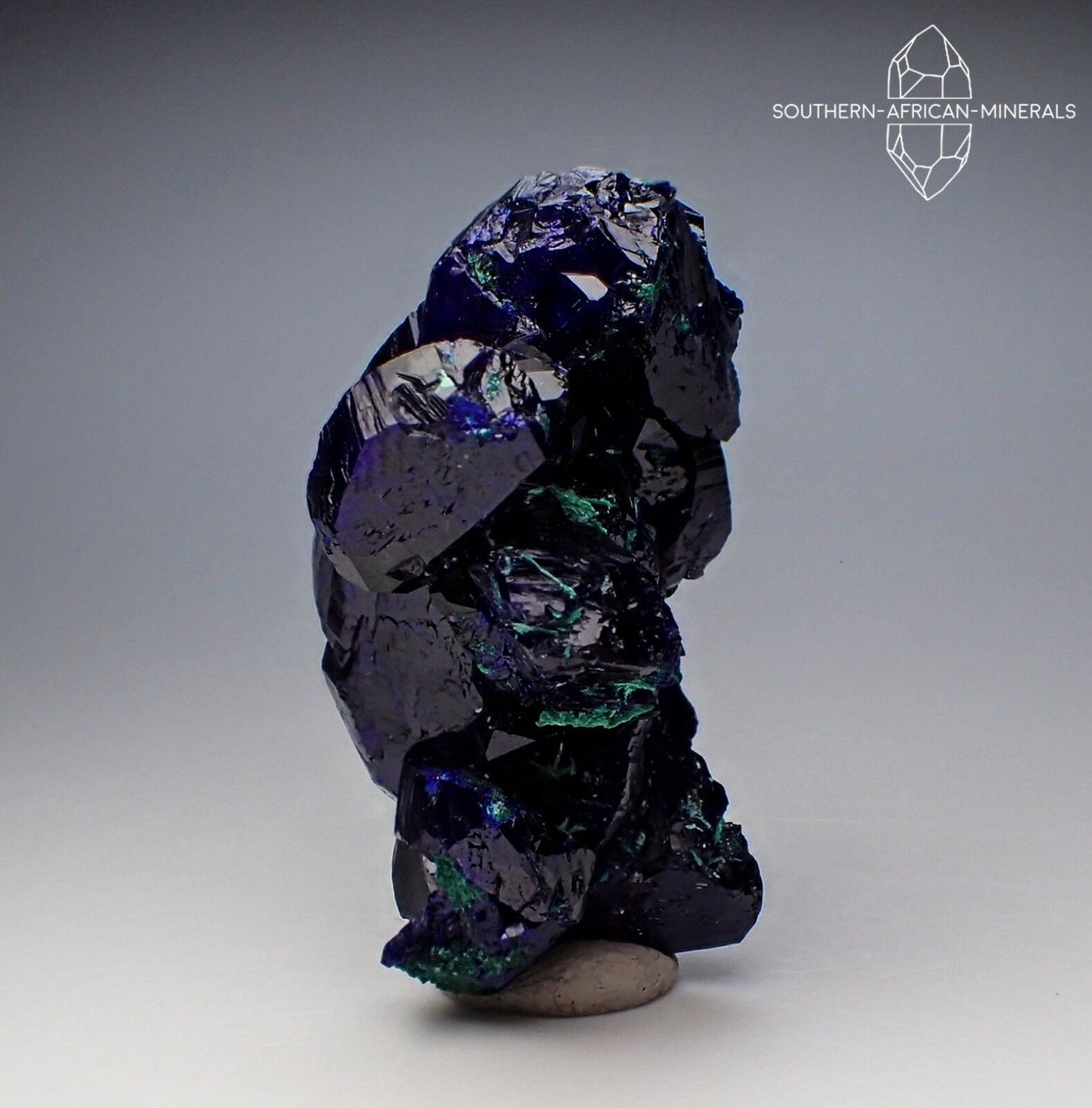 Azurite with Malachite Crystal Specimen, Touissit-Bou Beker District, Morocco