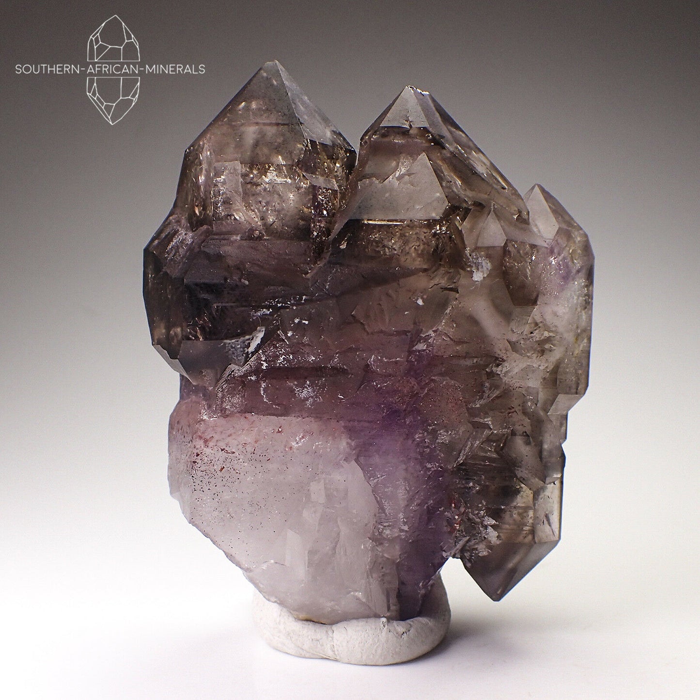 Brandberg Amethyst Smoky Phantom Sceptre Elestial Quartz Crystal, Goboboseb, Namibia
