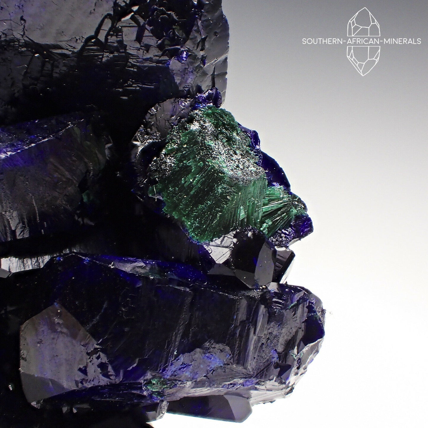 Azurite with Malachite Crystal Specimen, Touissit-Bou Beker District, Morocco
