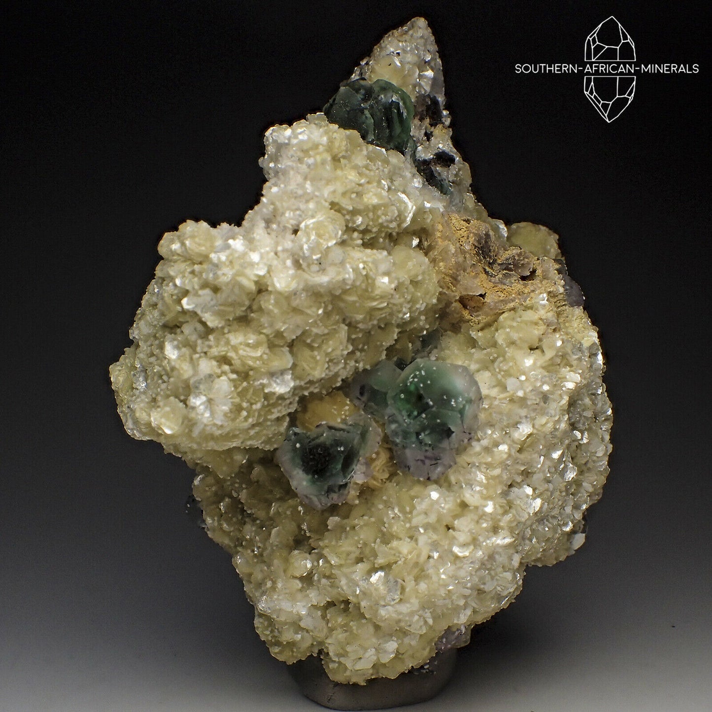 Large Green Fluorite on Mica and Feldspar Crystal Specimen, Erongo, Namibia