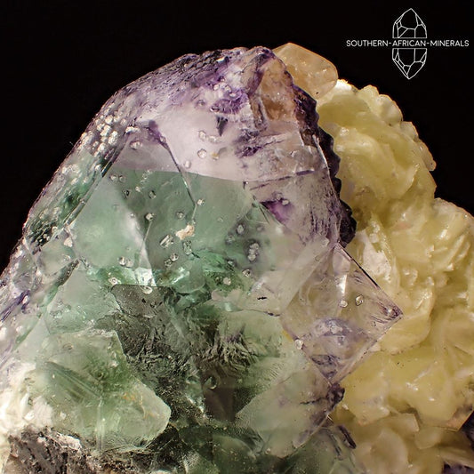 Green-purple Fluorite on Feldspar and Mica Crystal Specimen, Erongo, Namibia