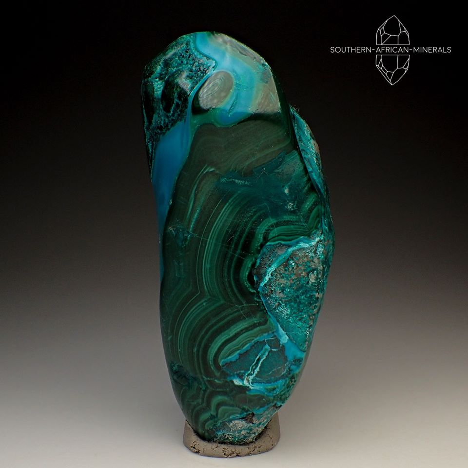 Polished Malachite and Chrysocolla Crystal Specimen, Katanga Province, DRC