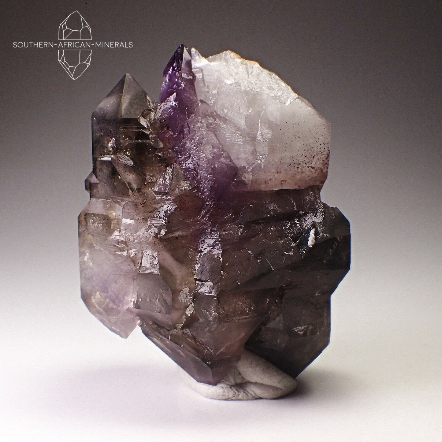 Brandberg Amethyst Smoky Phantom Sceptre Elestial Quartz Crystal, Goboboseb, Namibia